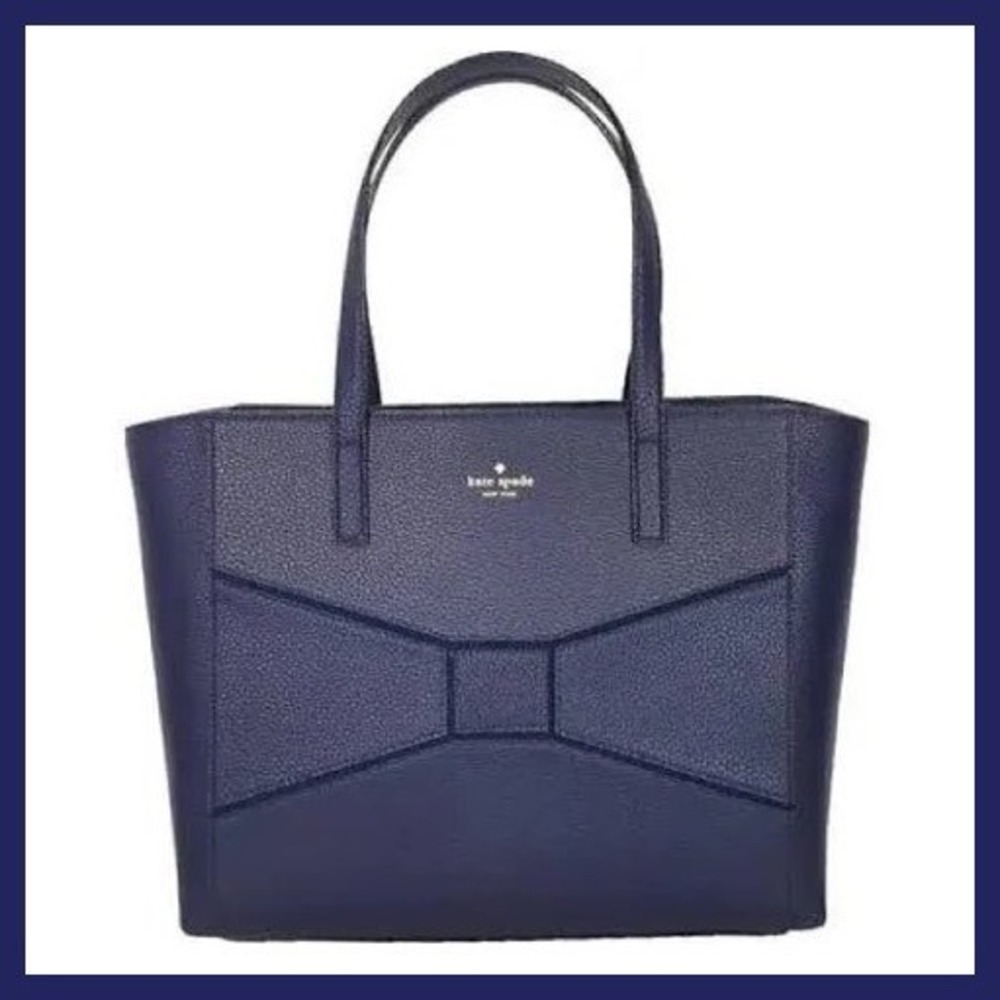 Kate Spade NY Bridge Place Francesca Large Tote French Navy Pebbled Leather NEW